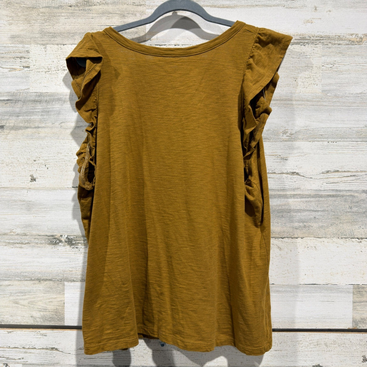 Universal Thread Ruffle Sleeve Top Women XXL Brown Slub Knit Boho *Flawed5