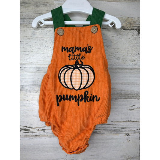 Boutique Bubble Romper Baby 0-3M Orange Mama's Little Pumpkin Fall0