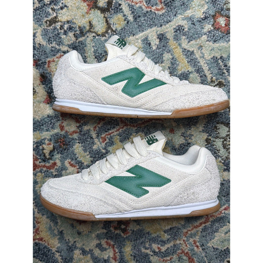 New Balance RC42 Sneakers Women 7 White Green Hairy Suede Gum Sole EUC0