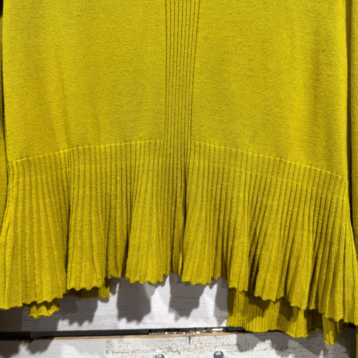 Anthropologie Cardigan Women Medium Yellow Open Front Peplum Knit GUC*5