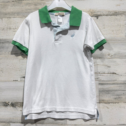 The Beaufort Bonnet Company Polo Shirt Boys 7 White Green Preppy EUC0