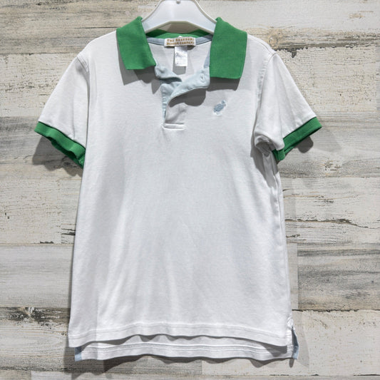 The Beaufort Bonnet Company Polo Shirt Boys 7 White Green Preppy EUC0