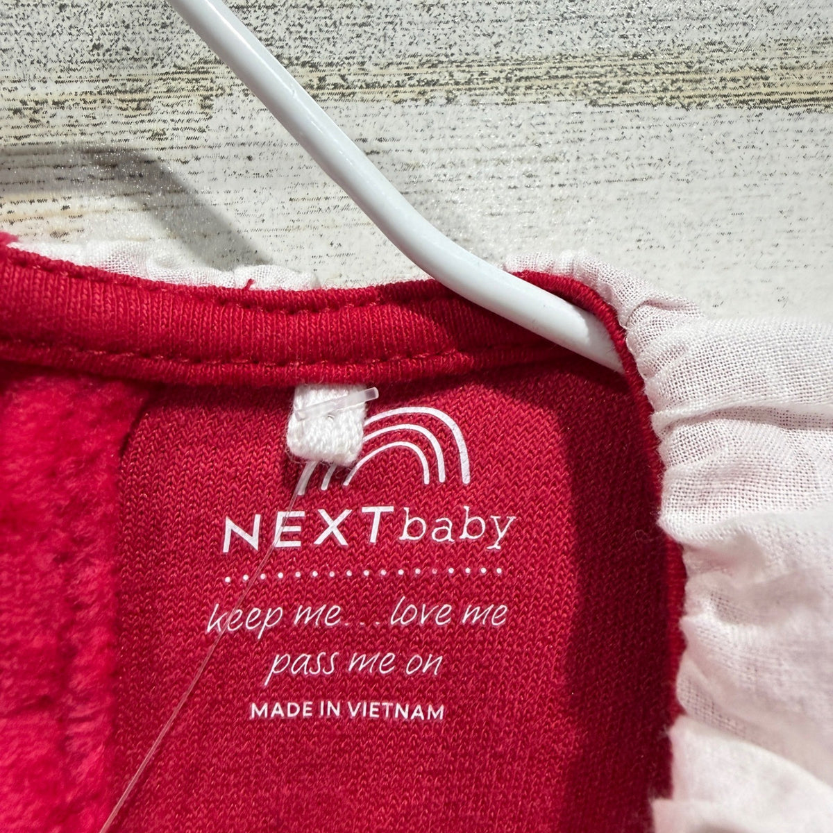 Next Footed Sleepsuit Baby Girls 6-9M Red Smocked Heart Velour Holiday NWT5