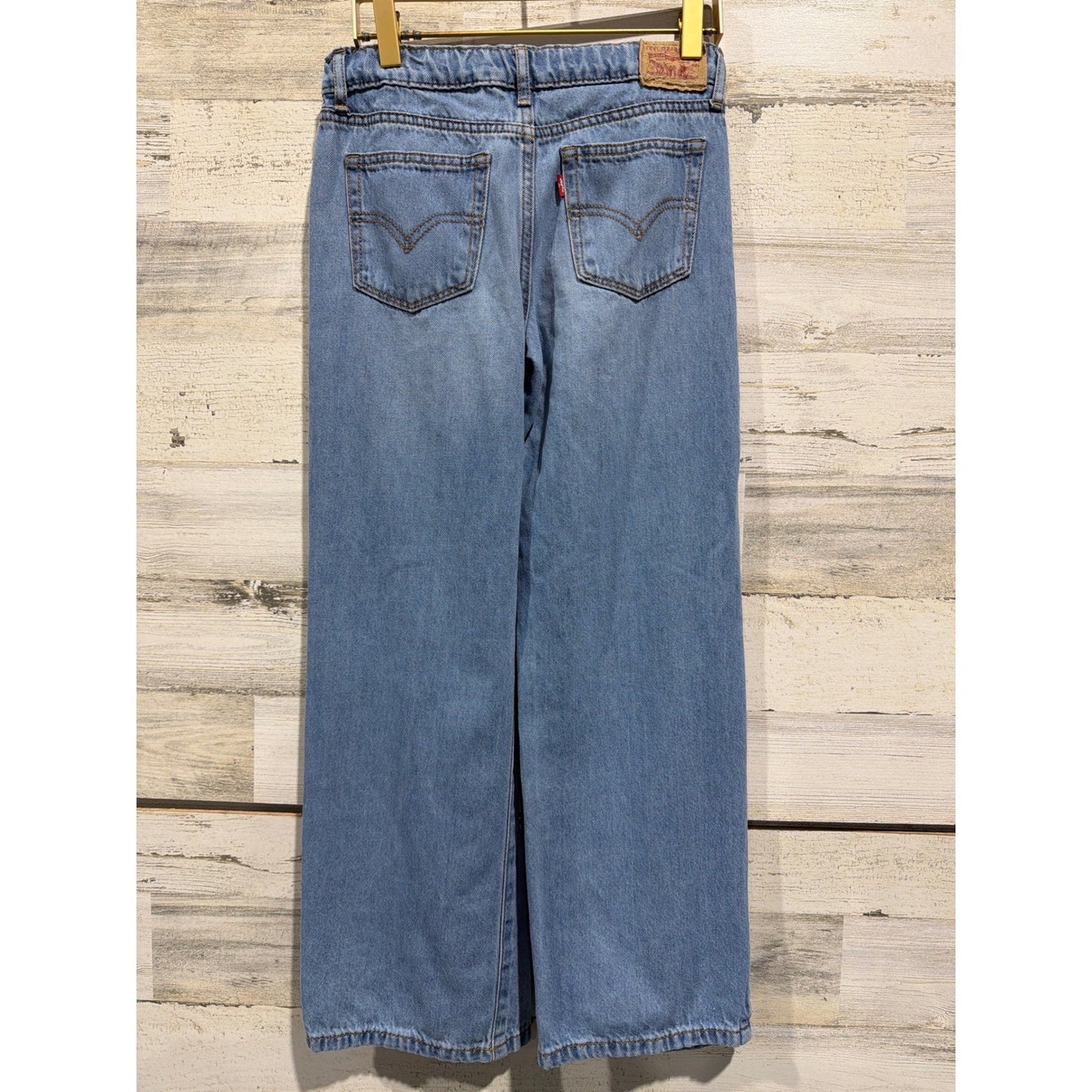 Levi's Wide Leg Jeans Girls Size 10 Blue Distressed Rainbow Denim EUC4