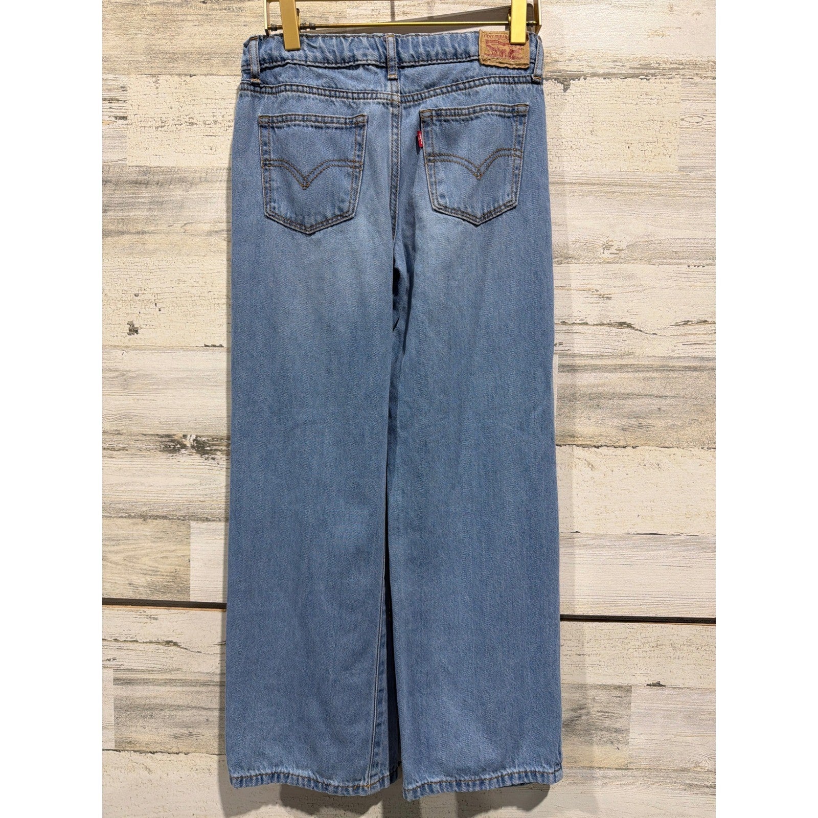 Levi's Wide Leg Jeans Girls Size 10 Blue Distressed Rainbow Denim EUC4
