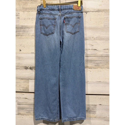Levi's Wide Leg Jeans Girls Size 10 Blue Distressed Rainbow Denim EUC4