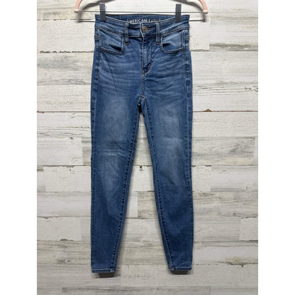 American Eagle Hi-Rise Jegging Women 00 Short Blue Next Level Stretch EUC0