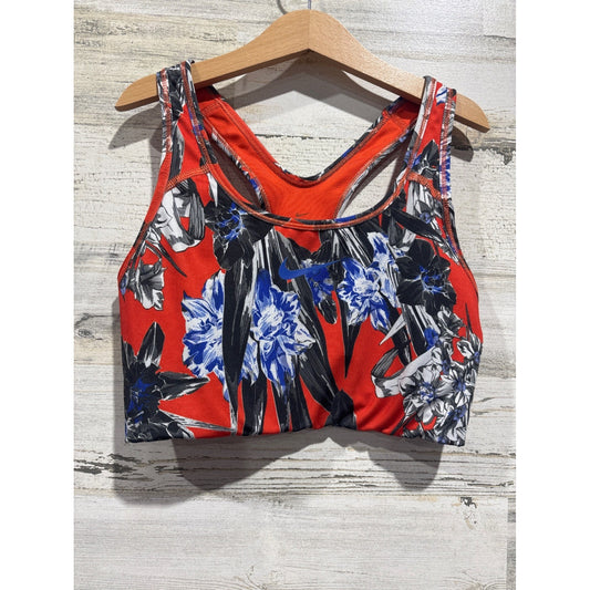 Nike Sports Bra Women Large Red Floral Racerback Tropicalcore EUC0