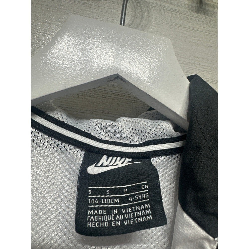 Nike Windrunner Windbreaker Kids Size 5 Black White Grey Hooded Jacket EUC1