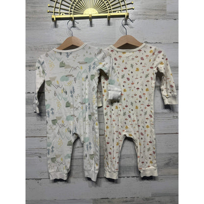H&M Romper 2-Pack Kids 9-12m Cream Woodland Mushroom Mountain Soft2