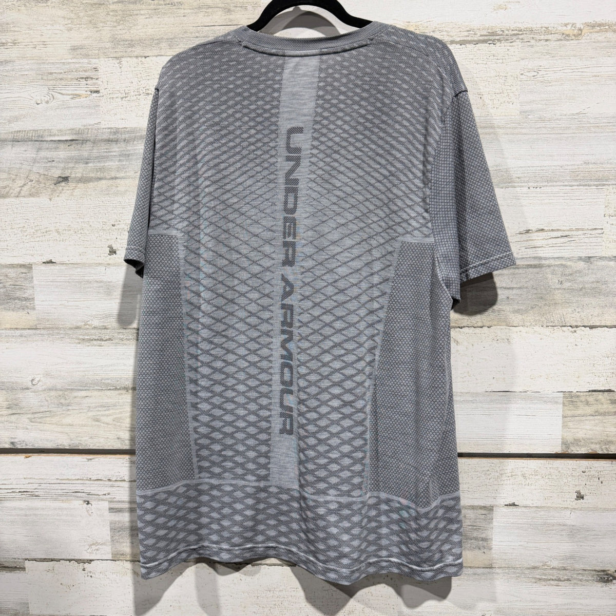 Under Armour Vanish Tee Shirt Mens 2XL Grey Diamond Pattern Seamless Activewear3