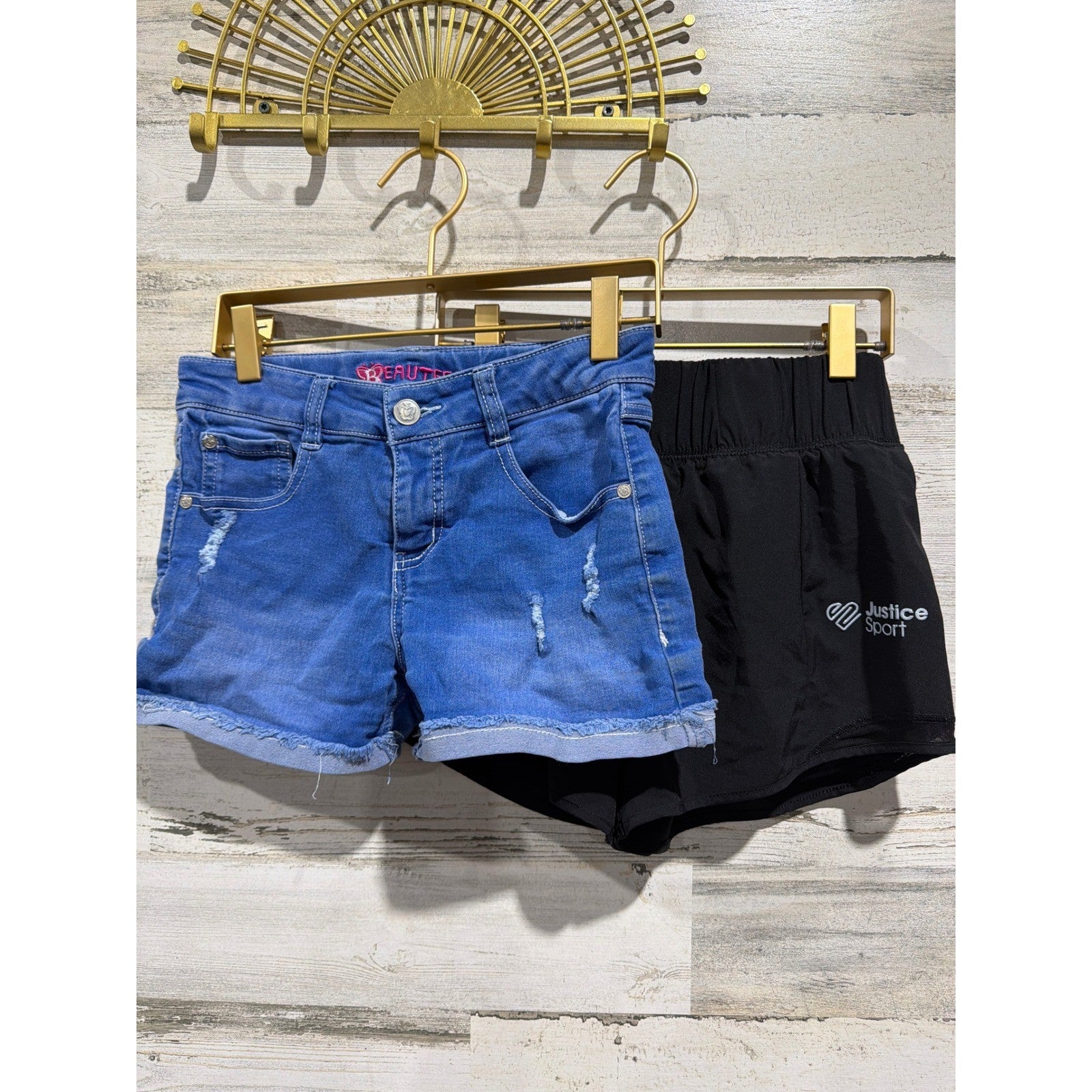Beautees Justice Shorts Bundle Girls 12/14 Blue Black Distressed Active GUC*0
