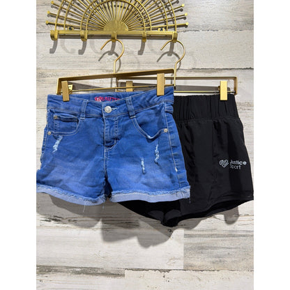Beautees Justice Shorts Bundle Girls 12/14 Blue Black Distressed Active GUC*0