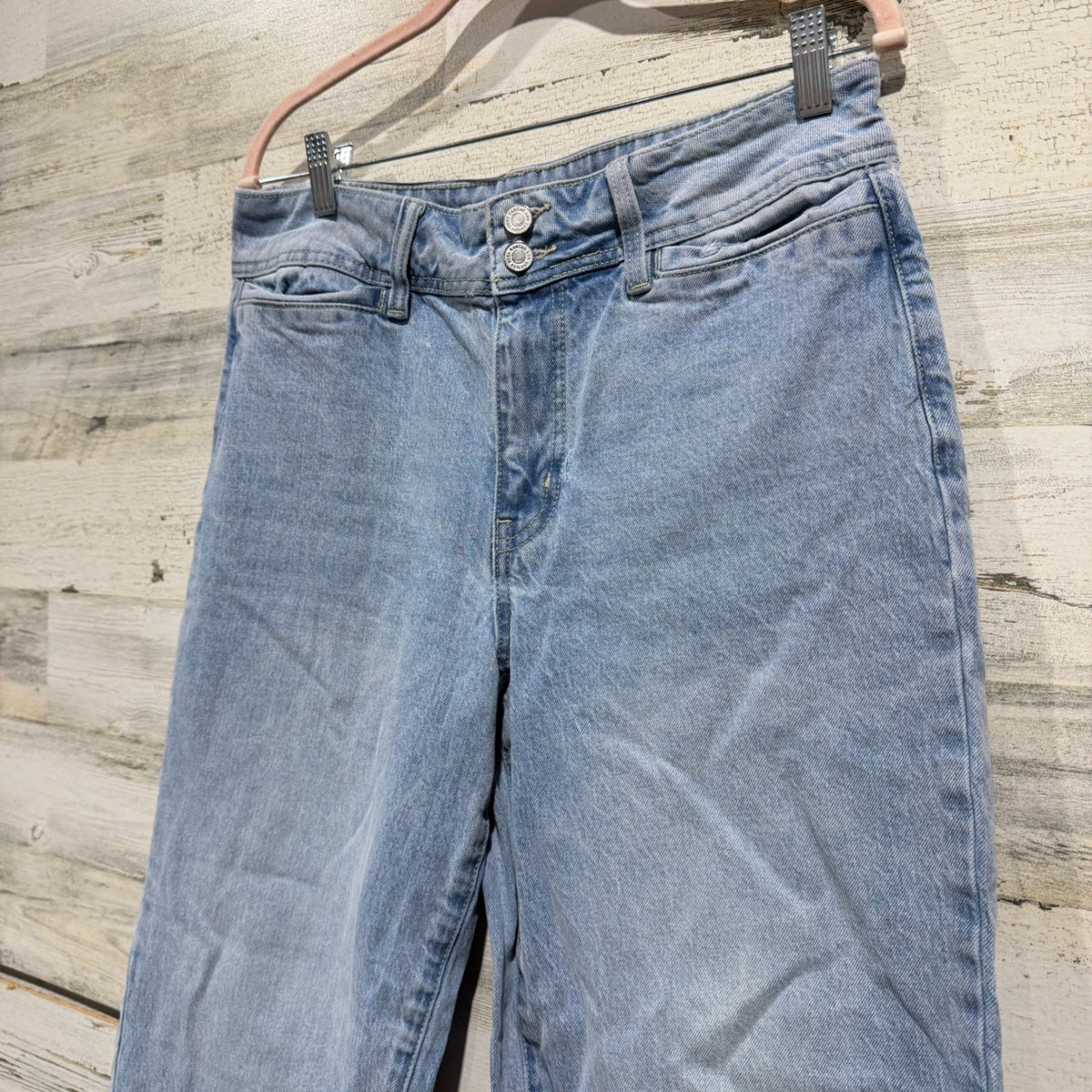 Kancan Wide Leg Crop Jeans Women Size 8 Light Wash Denim Boho Flawed*3