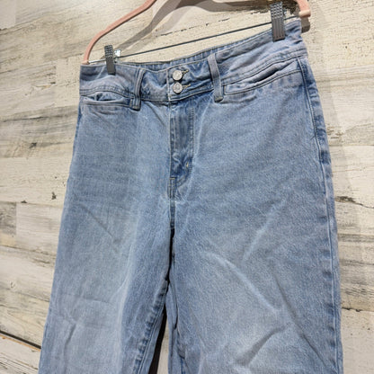 Kancan Wide Leg Crop Jeans Women Size 8 Light Wash Denim Boho Flawed*3