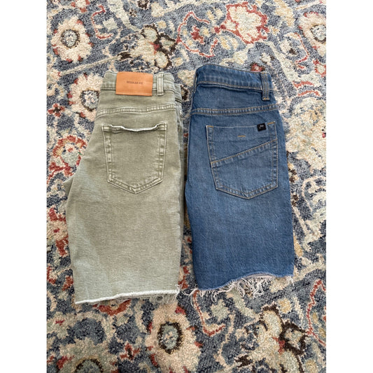Zara Art Class Denim Shorts Bundle Boys Size 8 / 9  Green Blue Raw Hem Cutoff0