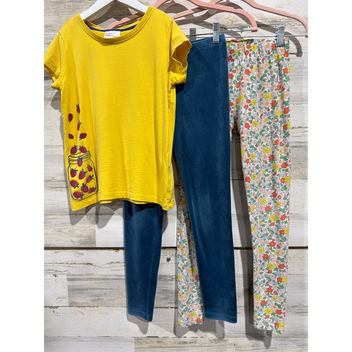 Hanna Andersson Tea Mini Boden Girls 10-12 Yellow Blue Floral Legging Set0