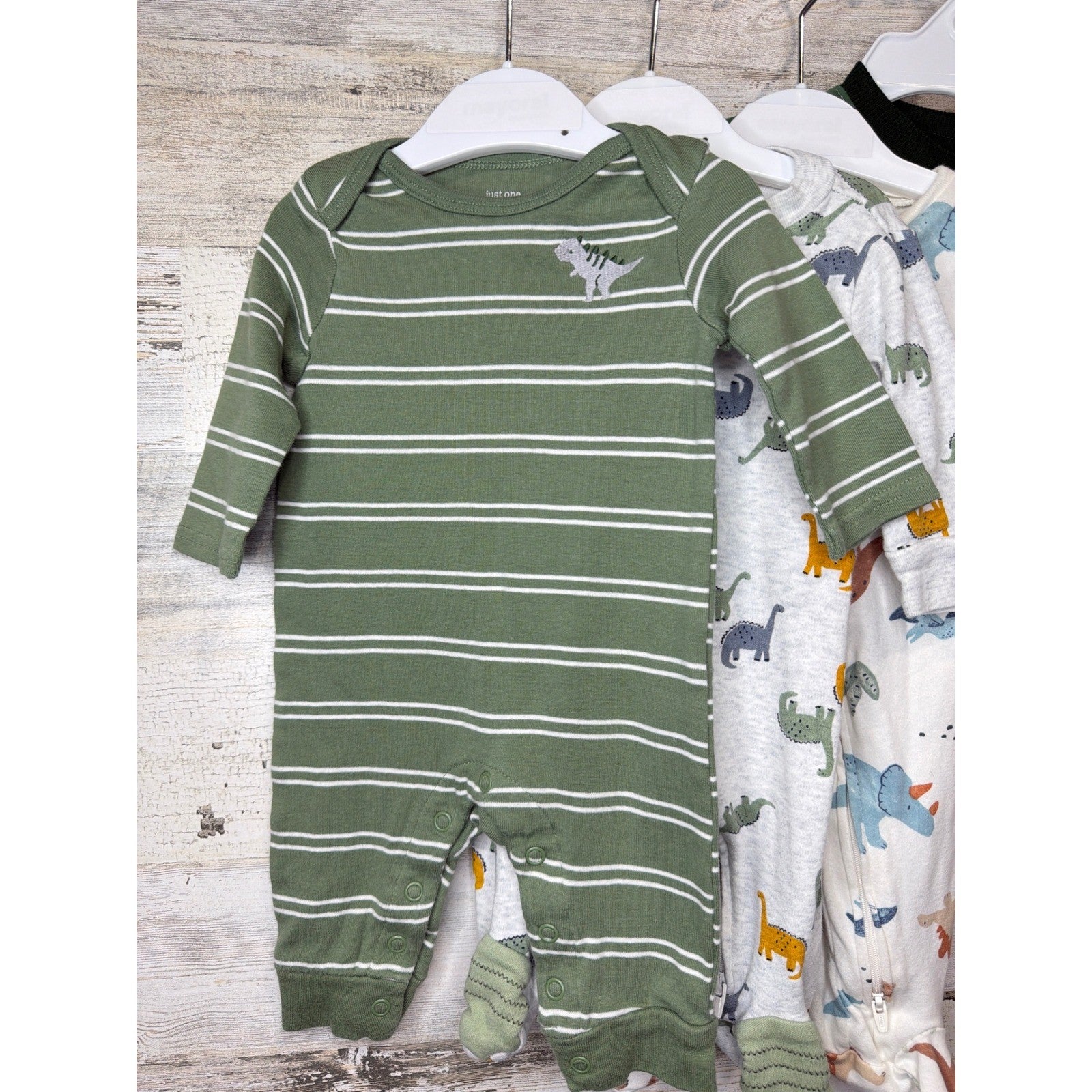 Carter's Aspen Kids Boys 3-6M Green Dinosaur Sleeper Romper Sweatshirt Lot1