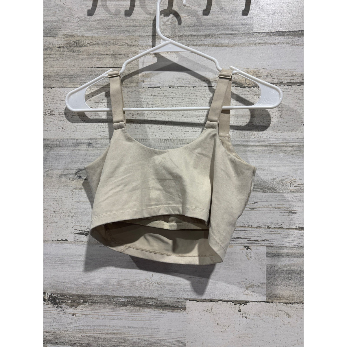Aerie Sports Bra Women Small Beige Scoop Neck Athleisure Minimalist EUC2