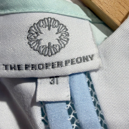 The Proper Peony Petal Collar Dress Girls 3T Blue Scalloped Heirloom *Flawed3