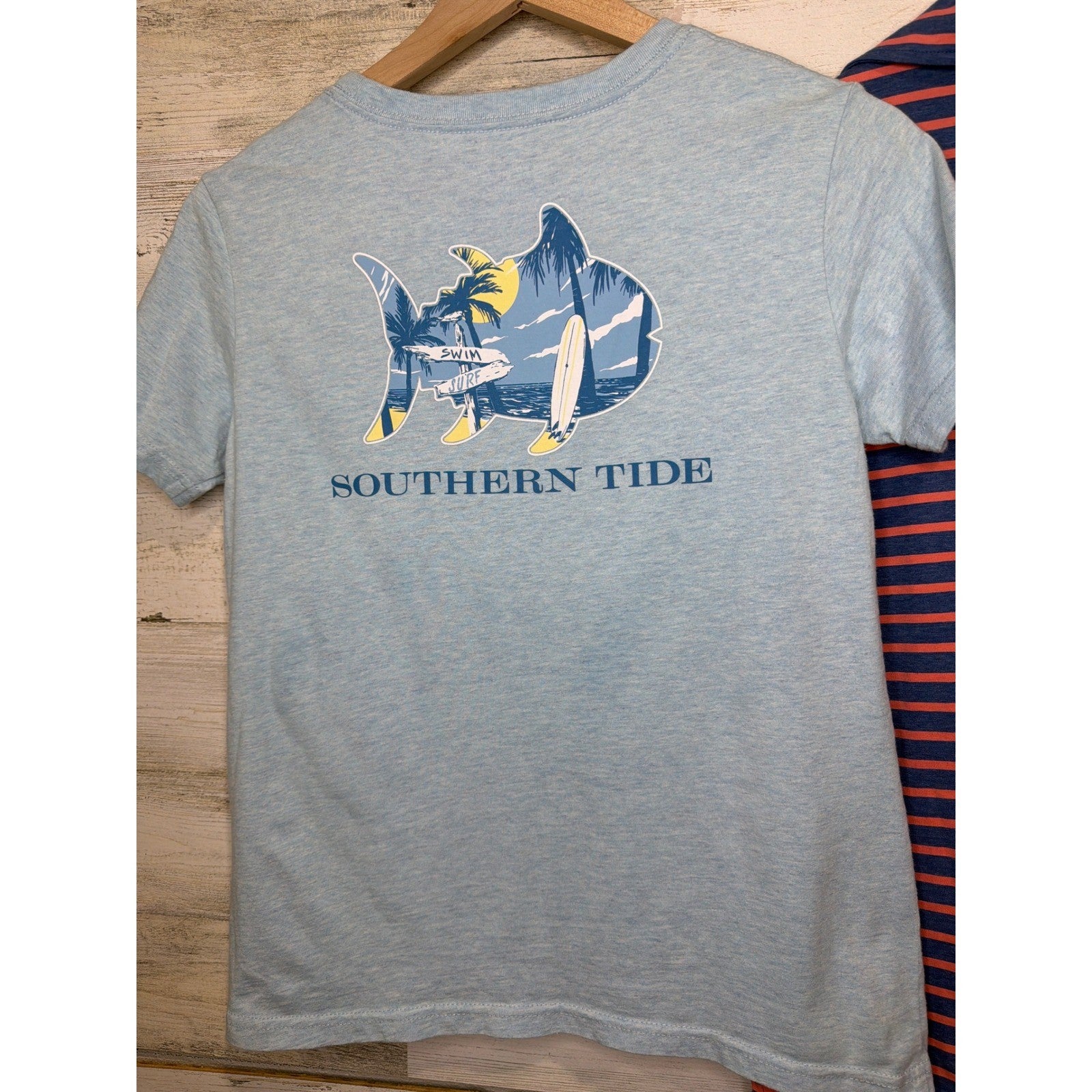 Southern Tide Shirt Bundle Boys Large 12-14 Blue Pink Striped Preppy Coastal5