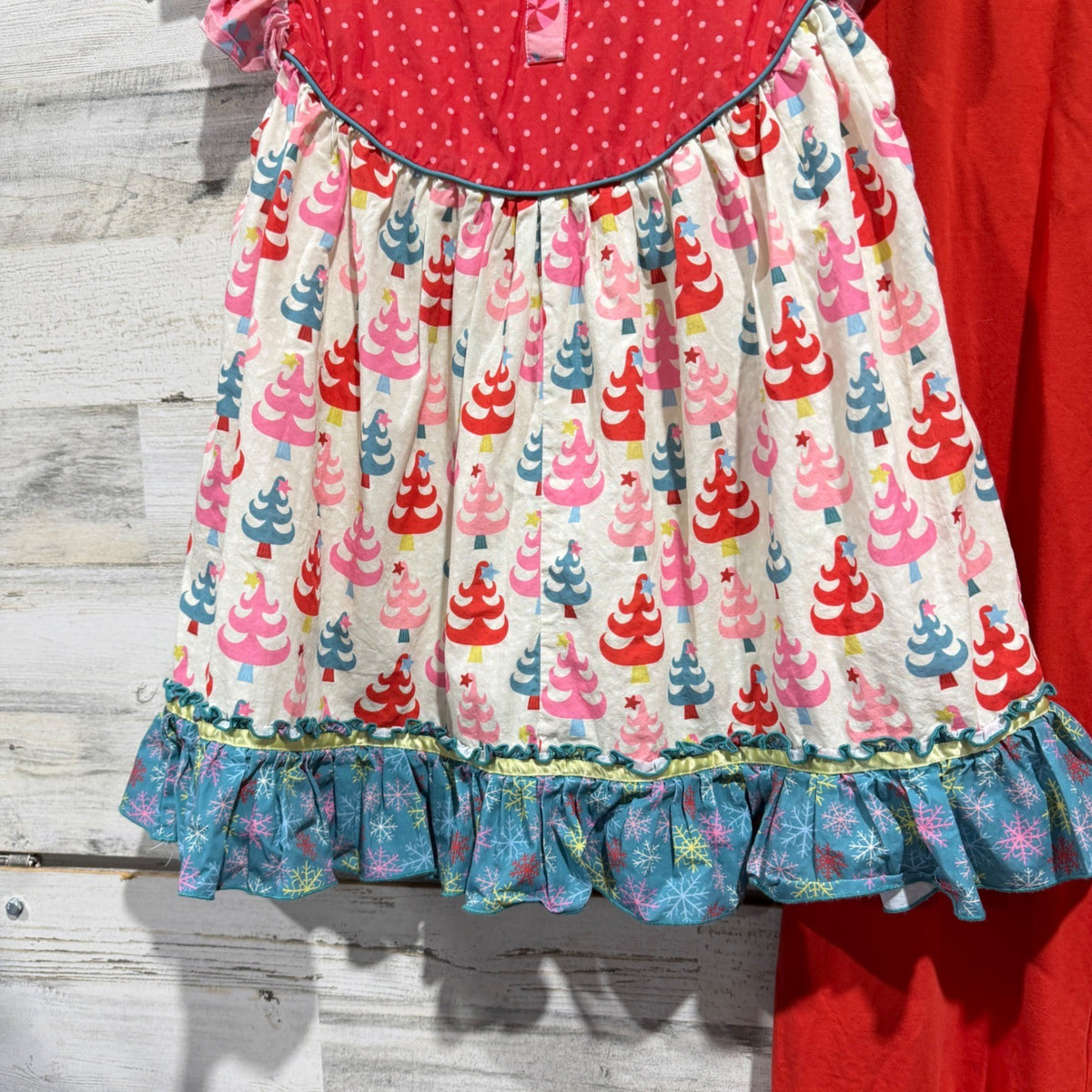 Matilda Jane Tunic Pants Set Girls 16Y Red Christmas Tree Ruffle Holiday EUC11
