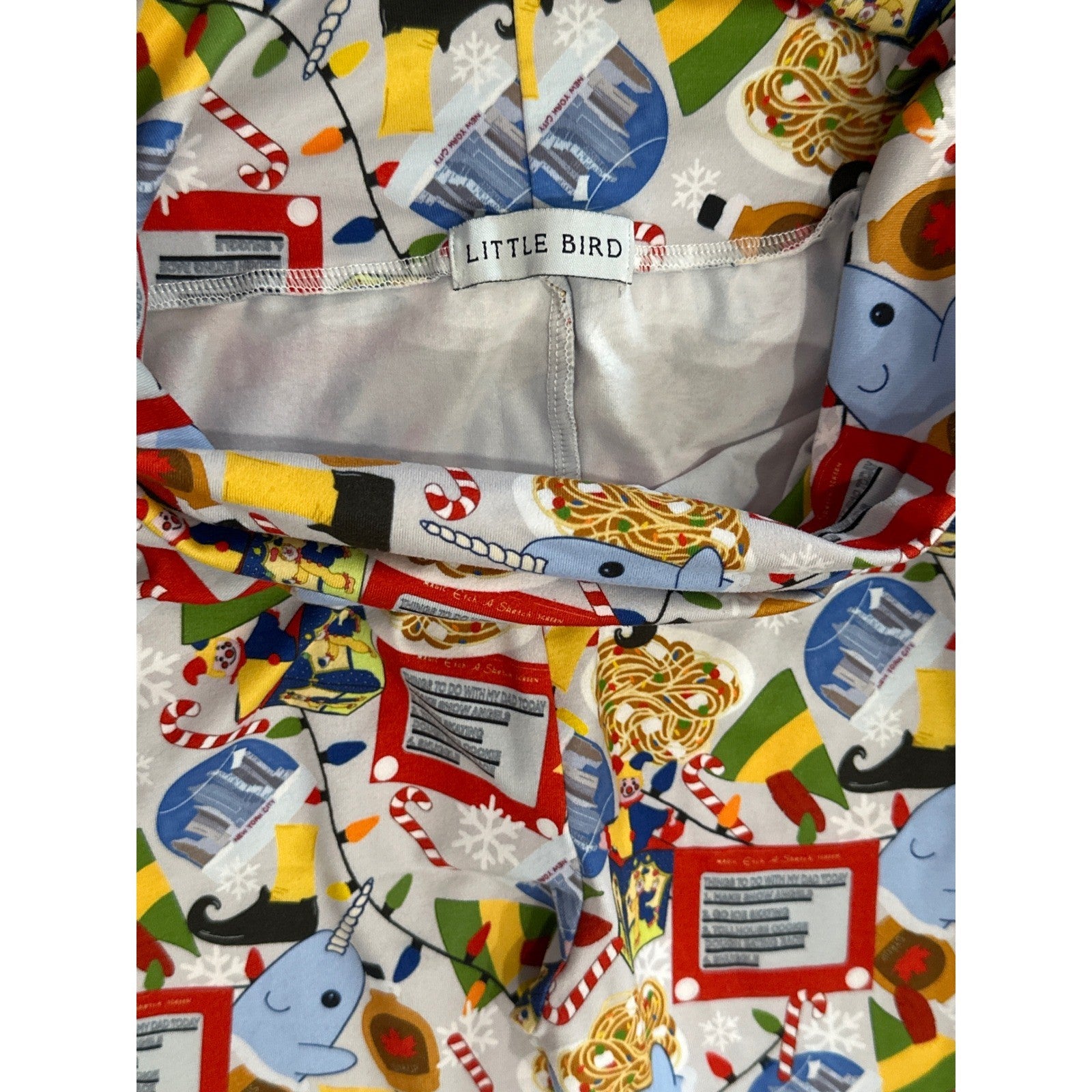 Little Bird Pajama Set Kids 9-10 Multicolor Elf Movie Graphic Print EUC5