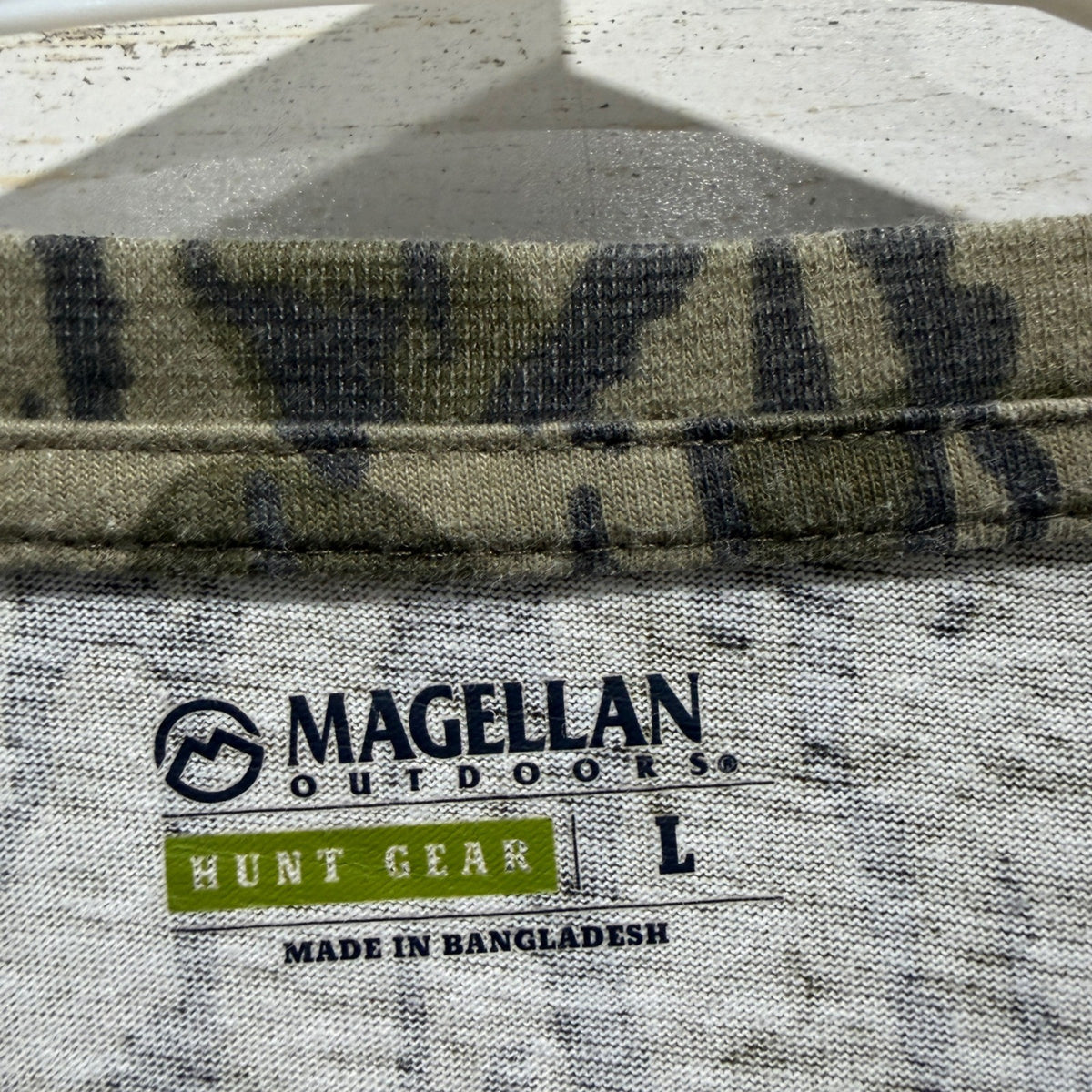 Magellan Hunt Gear Boys Youth L Green Mossy Oak Bottomland Camo Cotton Blend EUC1
