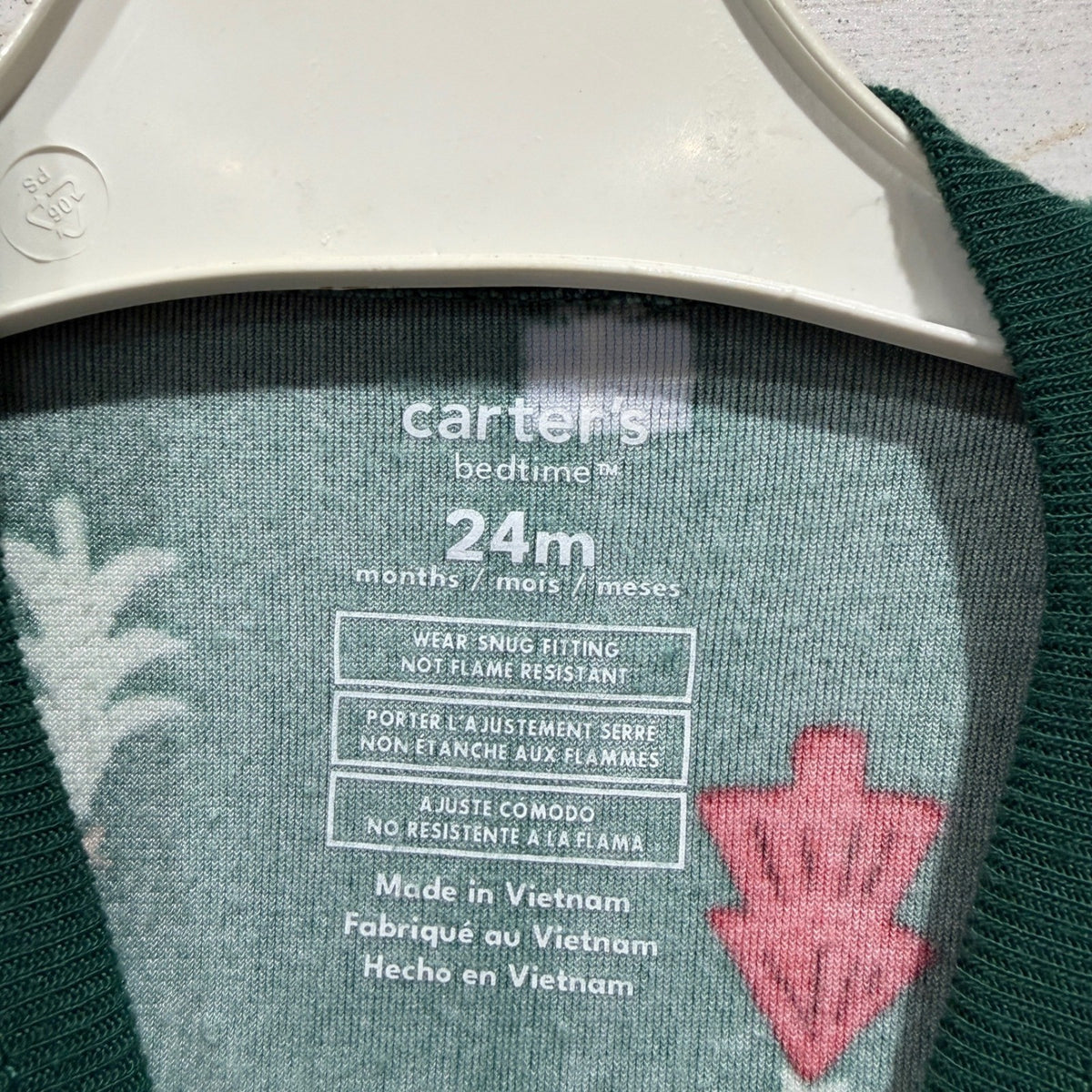 Carter's Footed Sleeper Kids 24M Green Christmas Tree Fleece Holiday EUC2