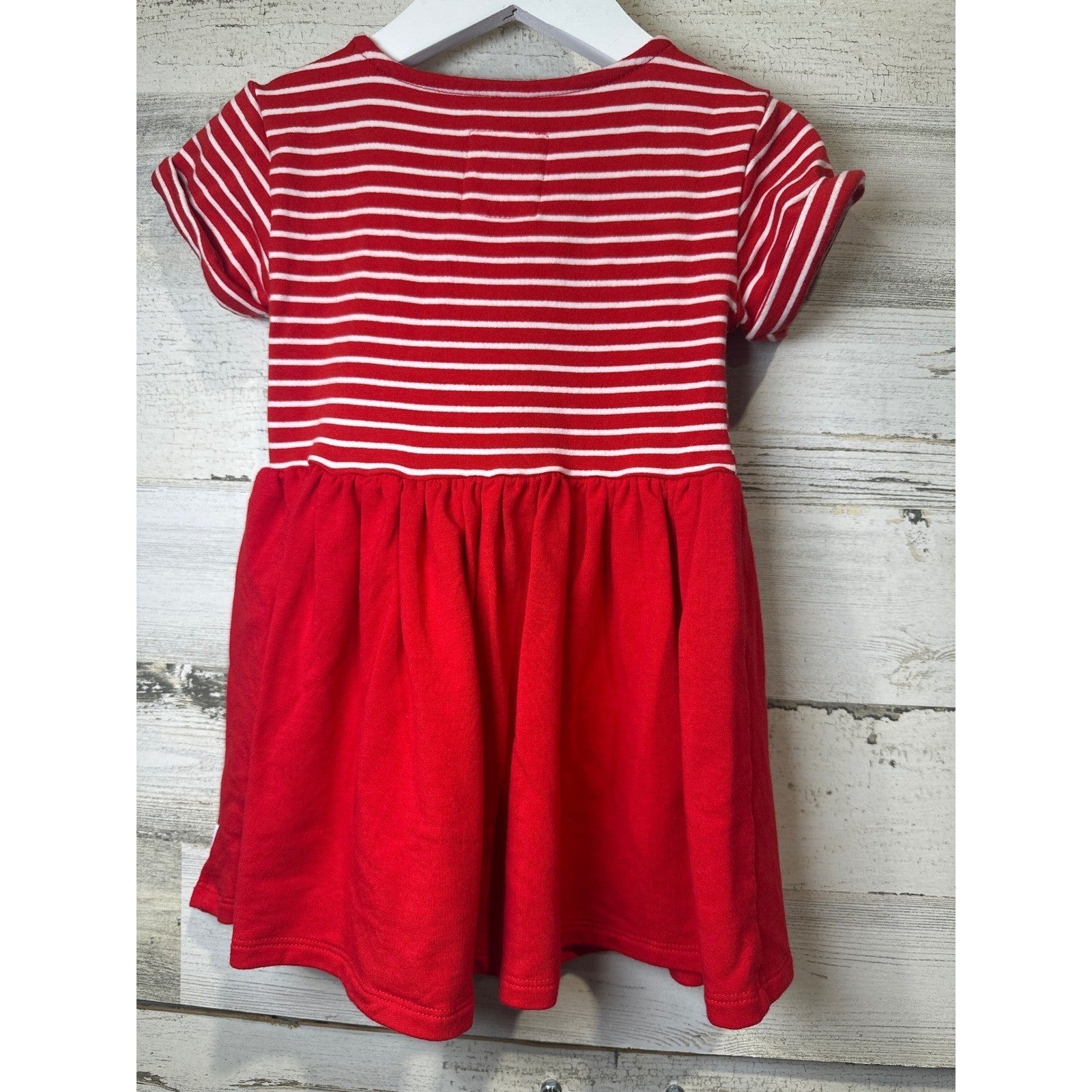 Little Sleepies Play Dress Kids 18-24M Red Striped Heart Pockets3