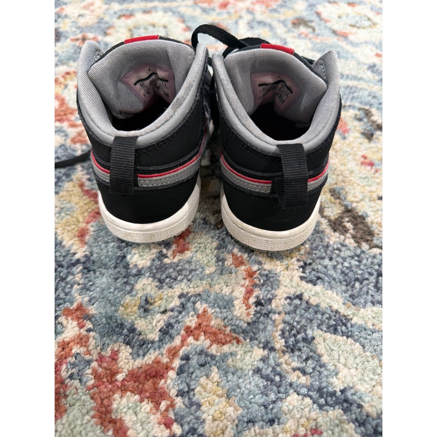 Nike Air Jordan 1 Mid Boys 8C Black Grey Red High Top Sneaker Retro3
