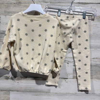 Rylee + Cru Daisy Lounge Set Girls 2-3Y Cream Cotton Floral Boho Flawed*7