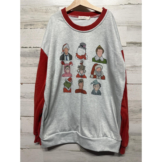 Nora Madison Christmas Movie Character Sweatshirt Women M Grey Red Graphic GUC*0