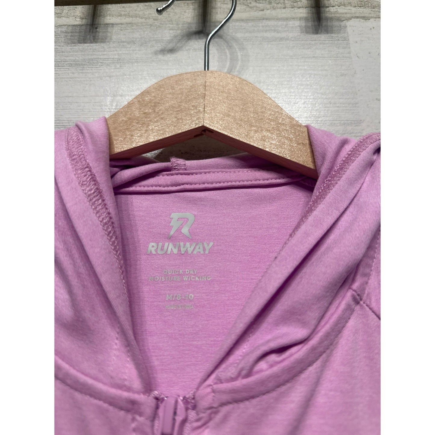 Runway Zip Up Hoodie Girls Medium 8-10 Purple Moisture Wicking Thumbhole EUC1
