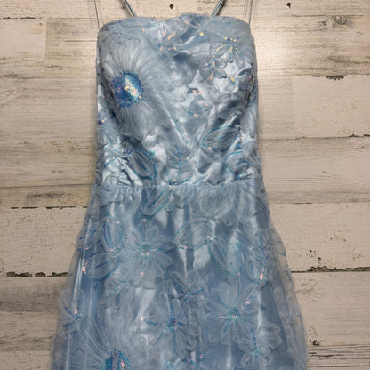 Floral Sequin Gown B. Darlin Juniors 15/16 S Blue Corset Back Fairycore Prom4