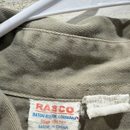 Rasco Cajun Camo Western Work Shirt Men Small Tan Green Pearl Snap Flawed*5