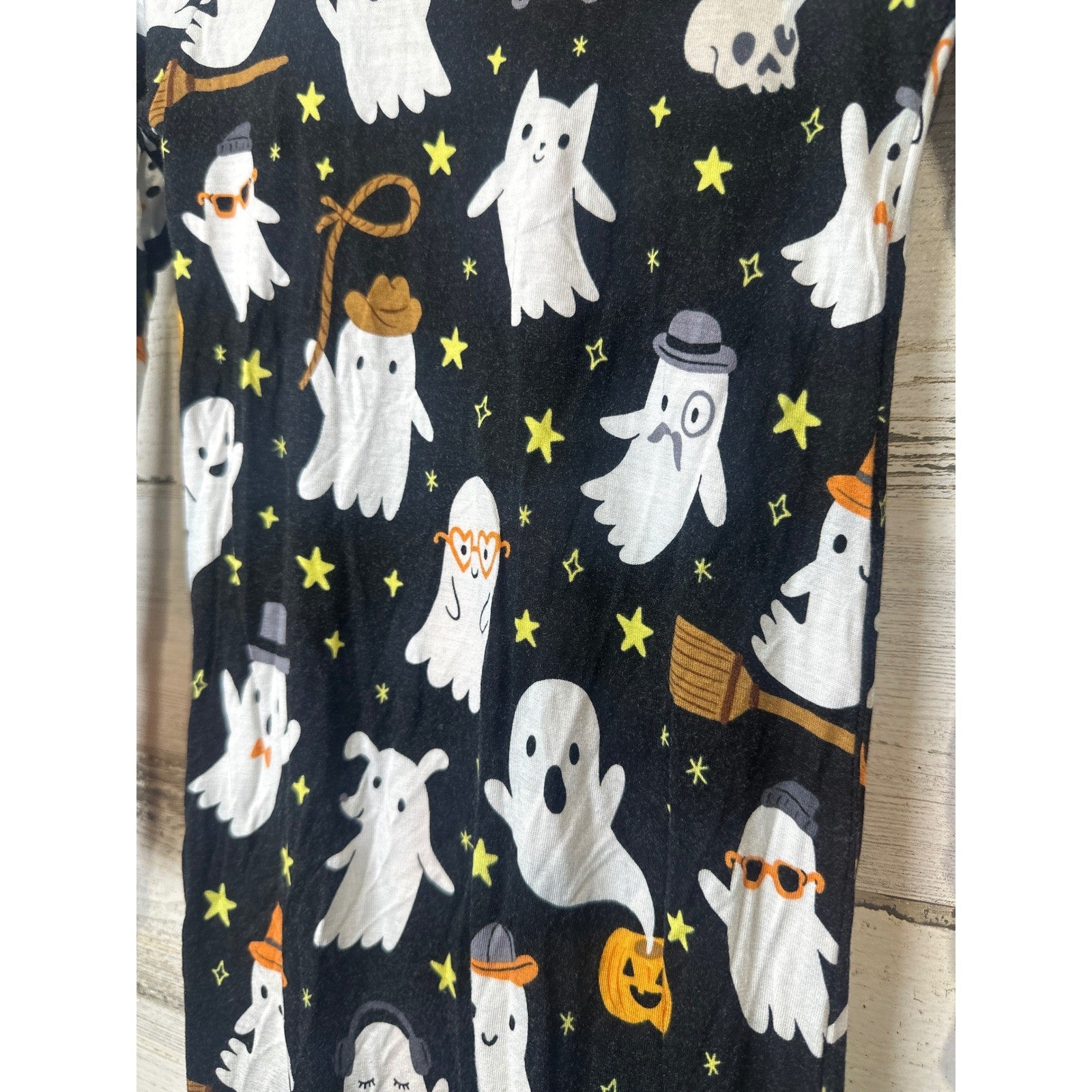 Little Sleepies Zippy Pajamas Kids 18-24M Black Ghost Pumpkin Halloween GUC5