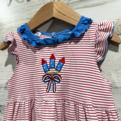 Magnolia Baby Firework Dress Girls 3 Red White Blue Pima Cotton Patriotic EUC1