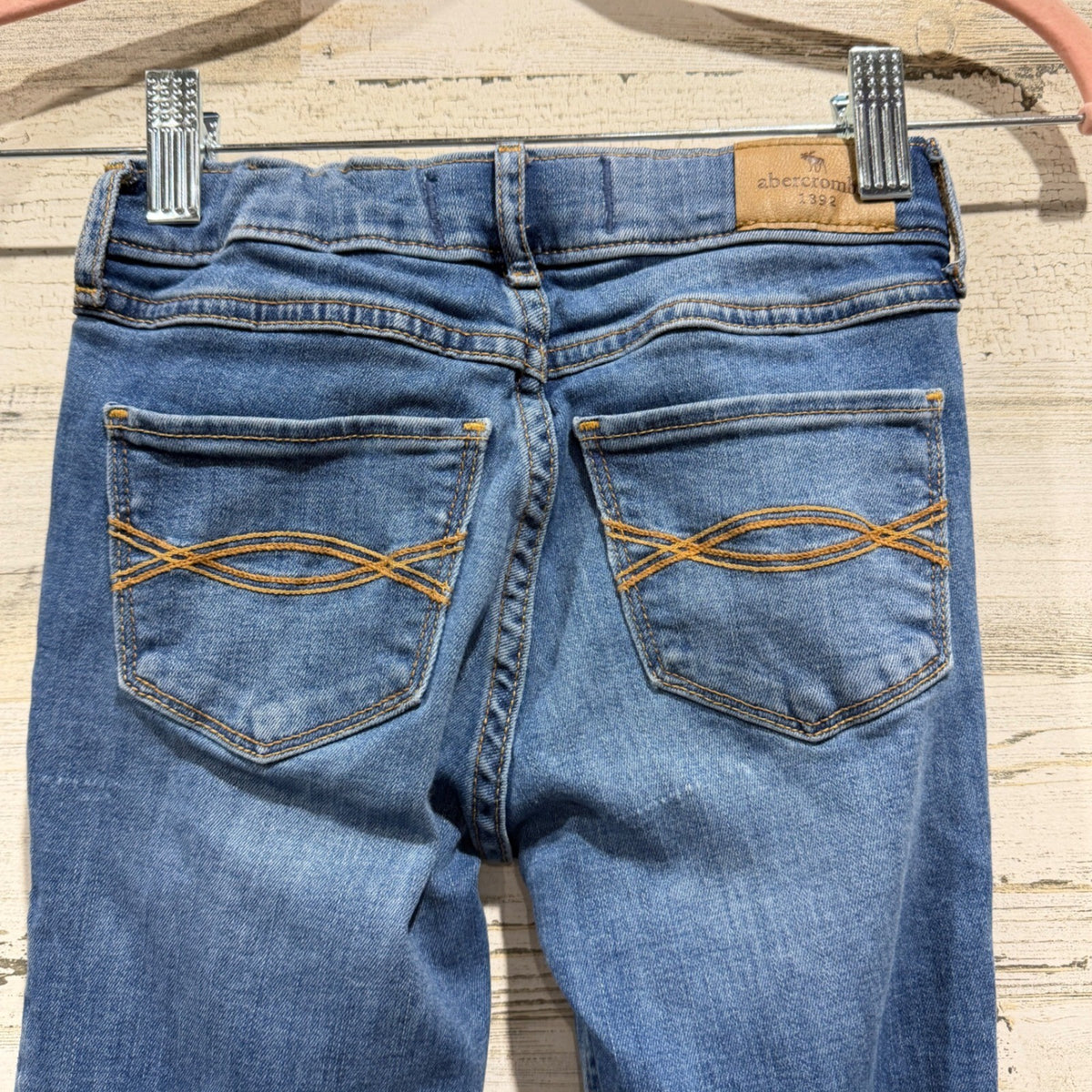 Abercrombie Skinny Jeans Girls 7/8 Blue Distressed Denim School GUC3