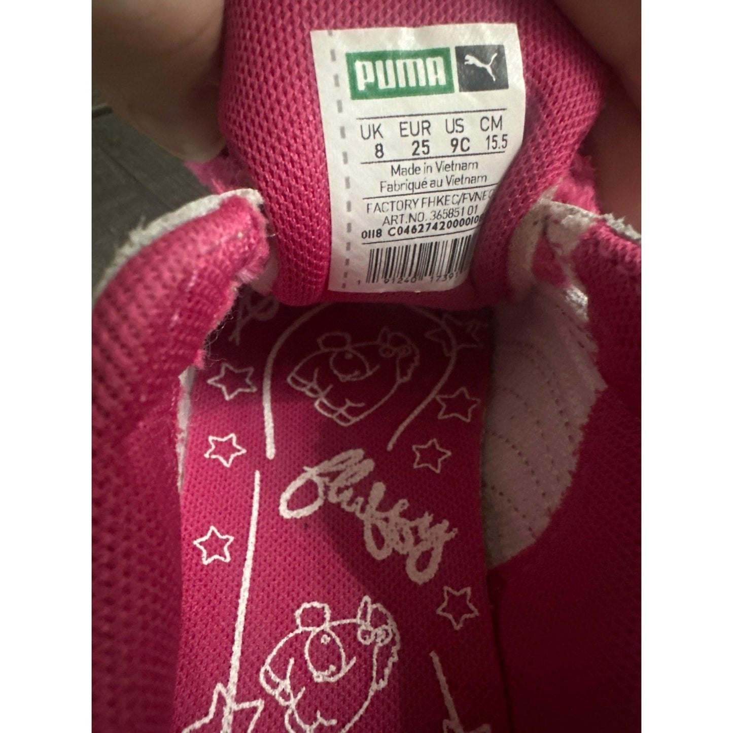 Puma Basket Sneakers Girls Size 8 Toddler White Pink Fluffy Unicorn Shoes6