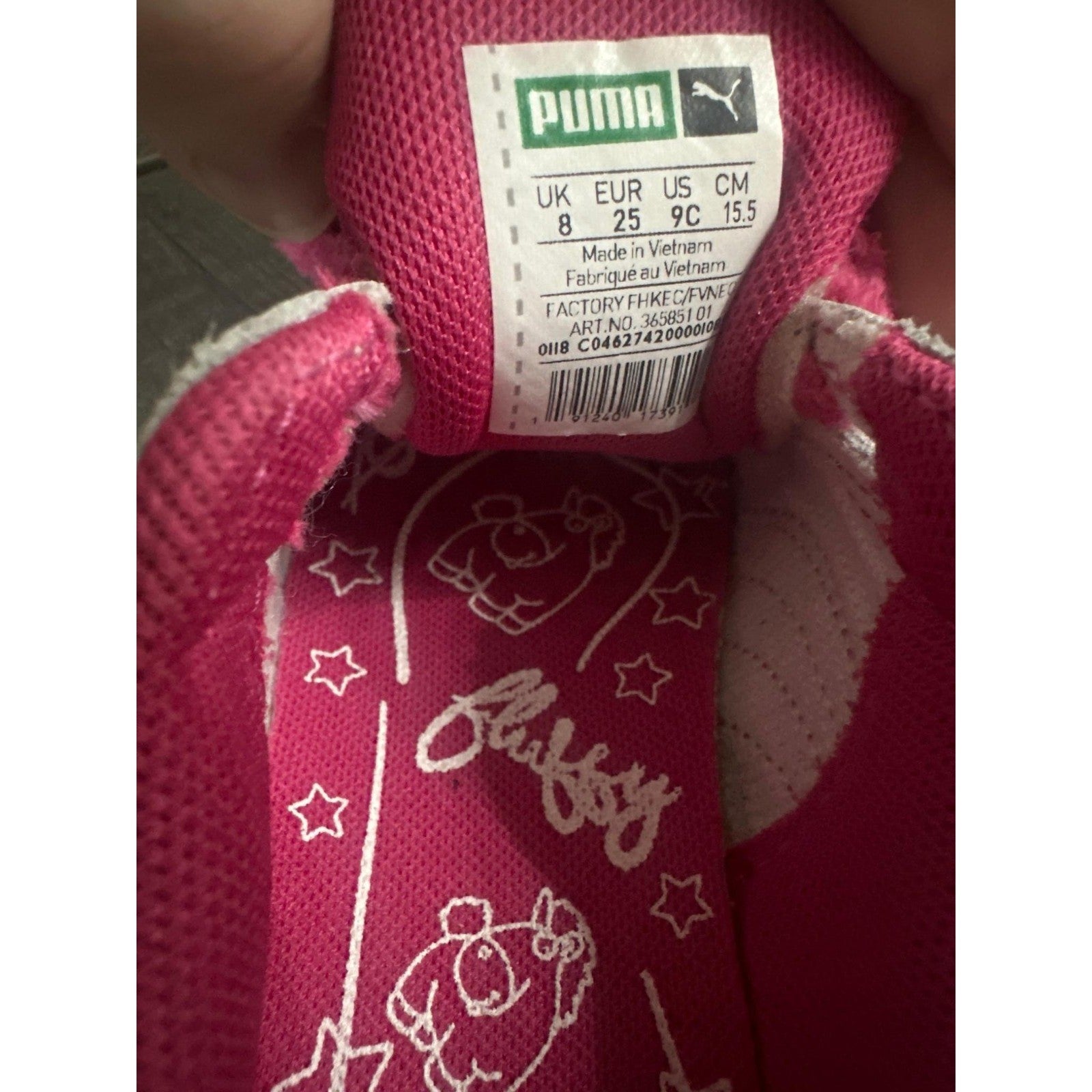 Puma Basket Sneakers Girls Size 8 Toddler White Pink Fluffy Unicorn Shoes6