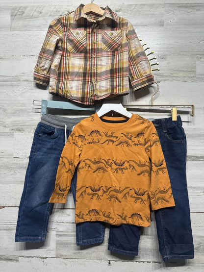 Old Navy Cat & Jack Outfit Lot Boys 2T Multicolor Plaid Dino Denim0