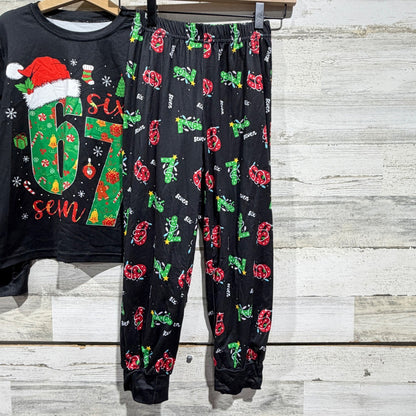 Pajama Set Boys Size 8 Black Christmas Holiday 6 7 Trendy Graphic2