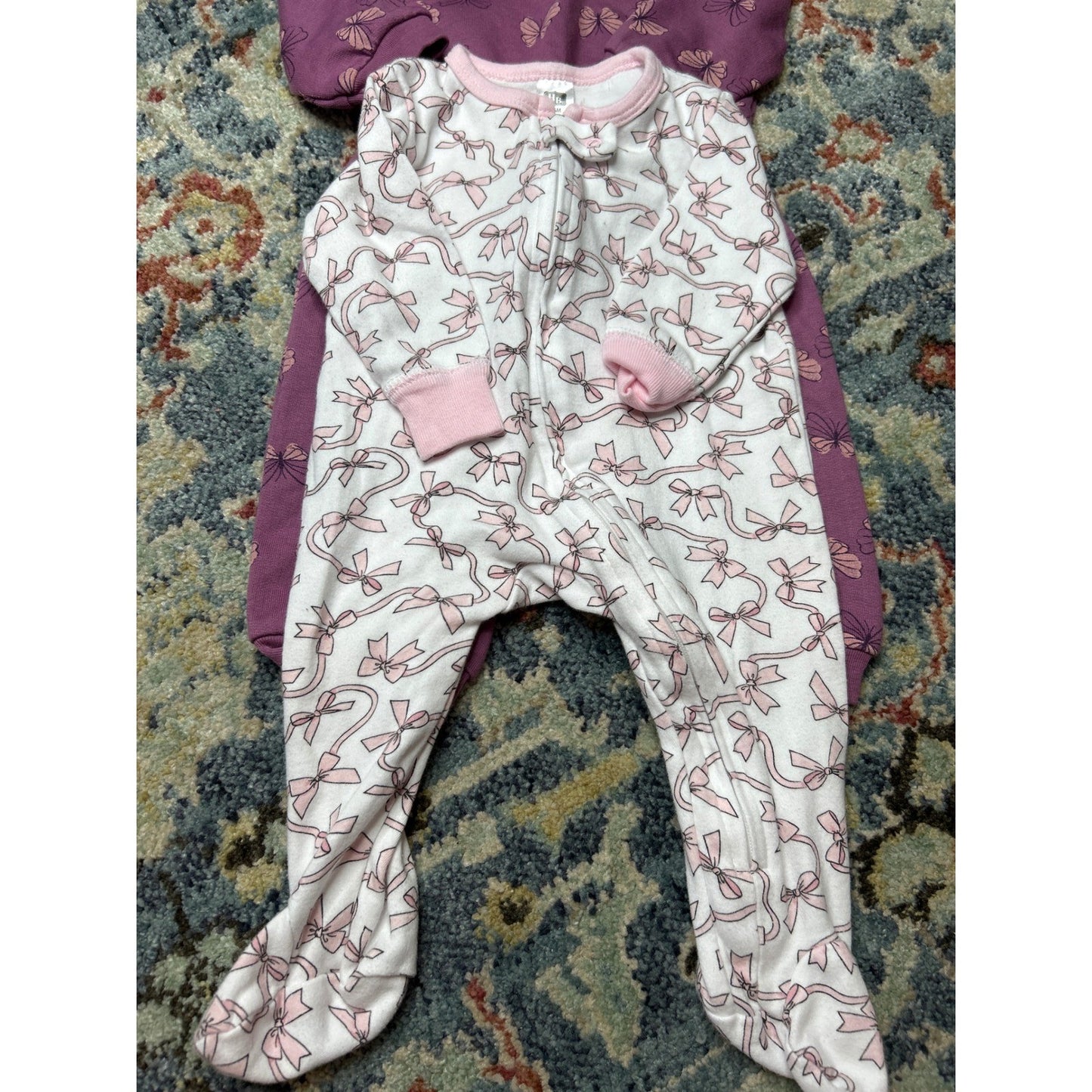 Girls 3-6M Pink Purple Bundle HB Carter's Cat & Jack Bodysuits Sleeper GUC5