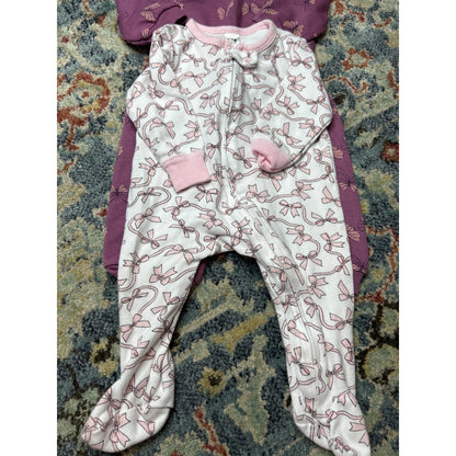 Girls 3-6M Pink Purple Bundle HB Carter's Cat & Jack Bodysuits Sleeper GUC5
