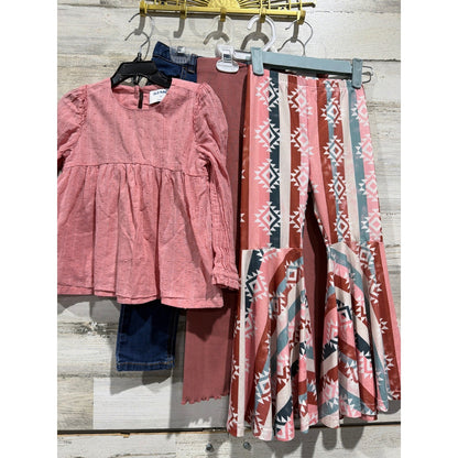 Old Navy Haute Hippie Girls 5T 5/6 Pink Blue Outfit Lot Boho Tribal Flare EUC0