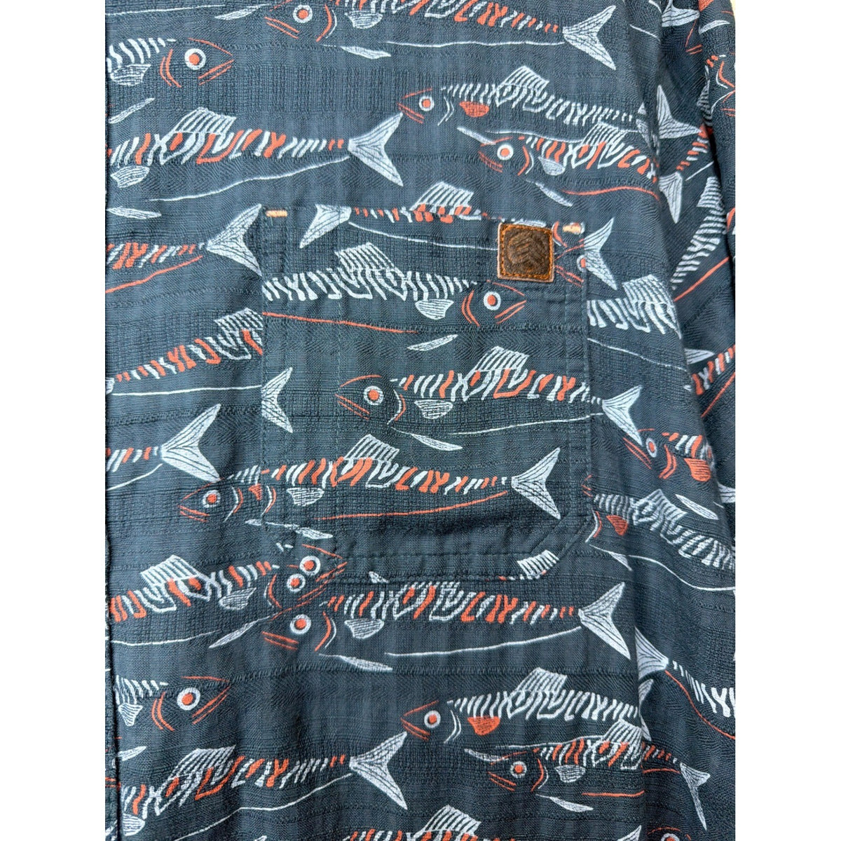 Solaris Outdoors Shirt Mens XL Blue Fish Print Short Sleeve Camp Coastal Beach2