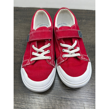 FootMates Canvas Sneakers Boys Size 1 Red Hook Loop Strap Classic2
