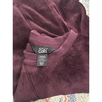 Athleta Girl Coaster Luxe Sweatshirt Girls XS 6 Dark Plum Fuzzy Fleece3