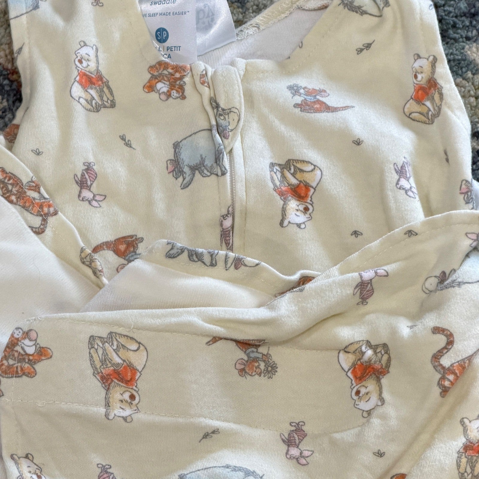 HALO SleepSack Swaddle Unisex Small Cream Winnie the Pooh Disney Cotton EUC1